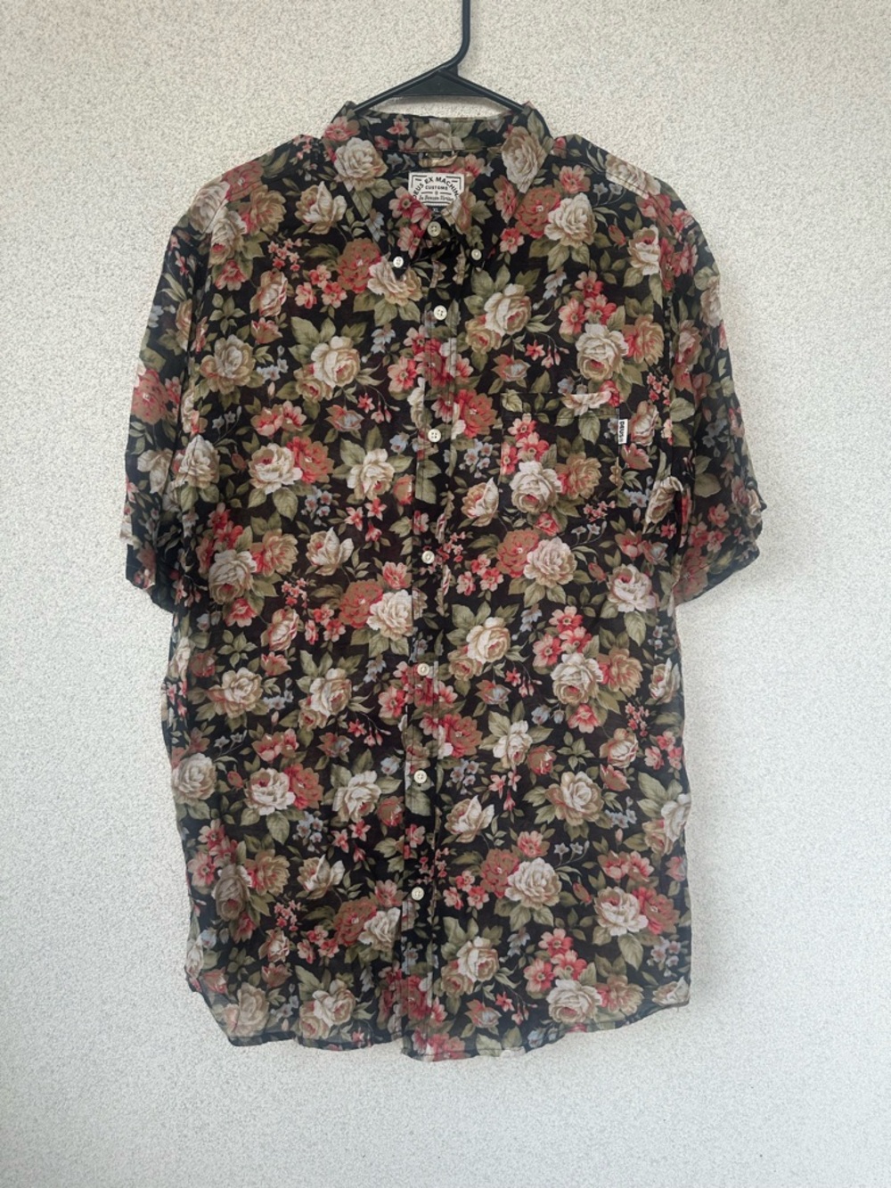 Deus Ex Machina Customs Floral Rose Button-Down Shirt Men’s XL Short Sleeve